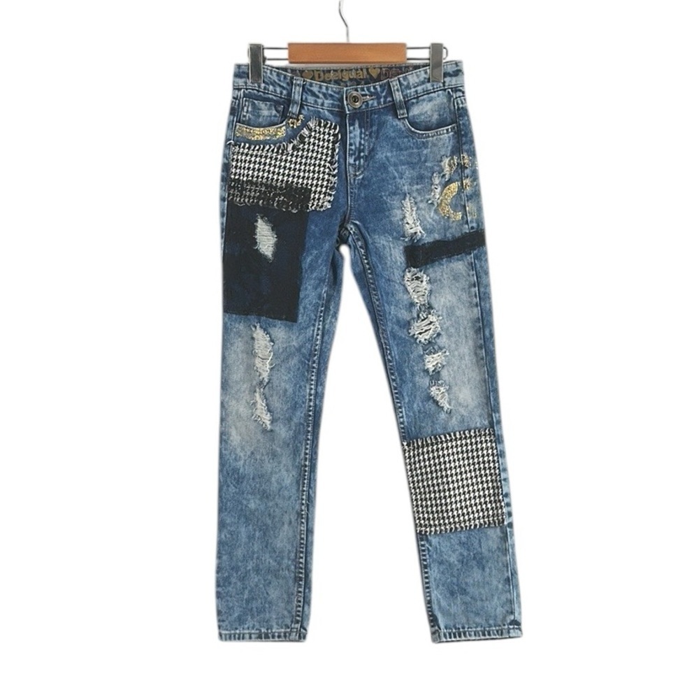 Desigual Multicolor Patchwork Denim Distressed Sk… - image 8